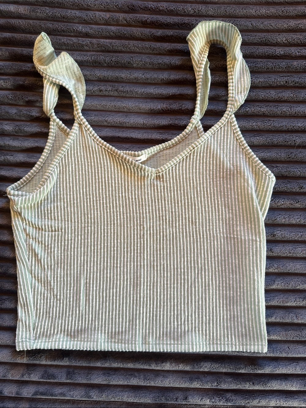 Ribbed V-Neck Tank Top in Light Beige